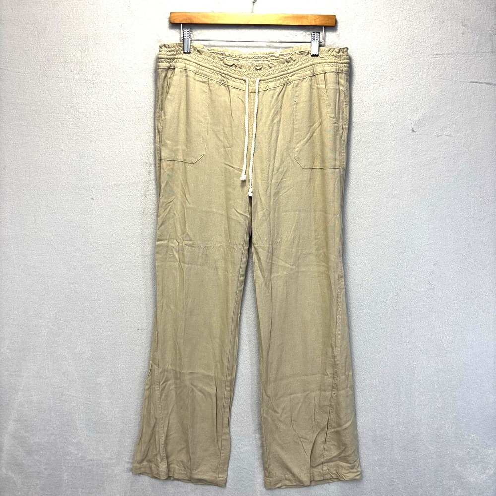 CALI 1850 Linen Blend Pull On‎ Pants Womens L Coastal Lightweight Boho Beachy
